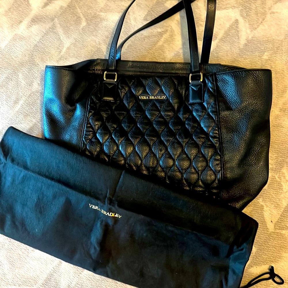 Black Leather Vera Bradley Bag